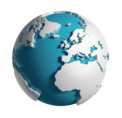 3D generated Globe. Europe, Africa, Atlantic ocean side.