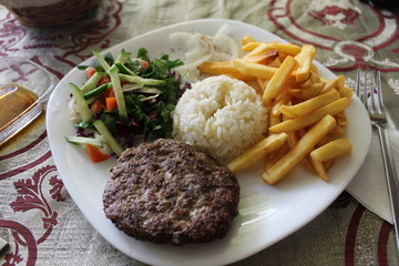 Meat balls with garnish Turkish national cuisine dish