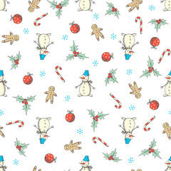Christmas and New Year seamless vector pattern