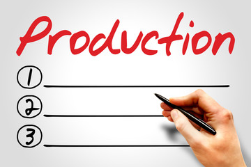 Production blank list, business concept