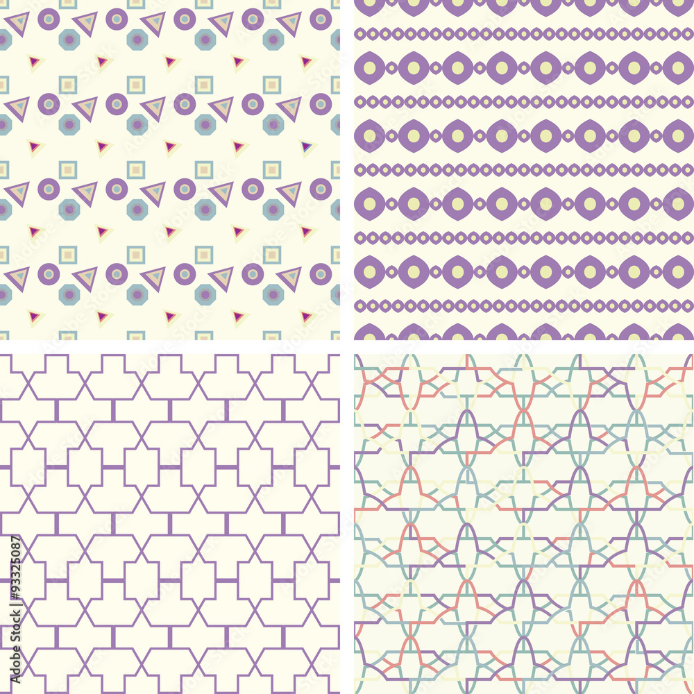 Poster symmetrical geometric shapes triangle squares. fabric pattern
