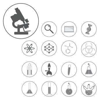vector illustration of science and laboratory icons set.