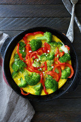 frittata with vegetables in pan