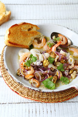 roasted seafood in pan