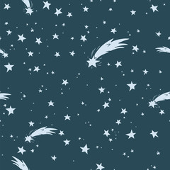 Hand-drawn night sky seamless pattern