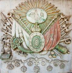 Fototapeta na wymiar Ottoman Empire coat of arms in bas-relief in Istanbul