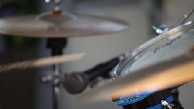 Close up shot of musician playing drums
