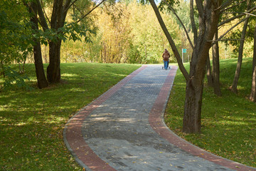 Woman with baby carriage