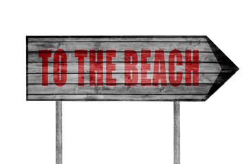 Red To The Beach wooden sign isolated on white