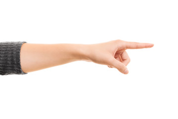 Female hand pointing a direction
