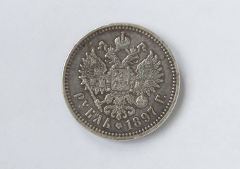 russian empire old silver coins vintage isolated