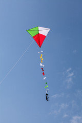 colorful kite flying in a beautiful blue sky