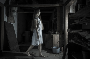 Horror girl in white dress