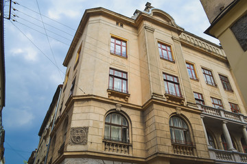 Old house, building, castle vintage brick and stone, Lviv, Ukraine