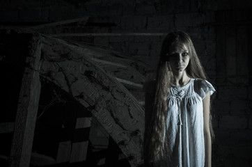 Horror girl in white dress