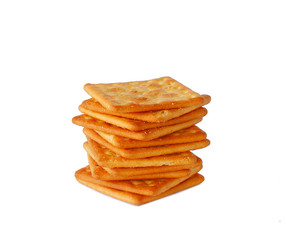 Salty Crackers are on white background.