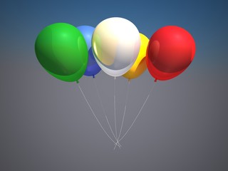 Colorful balloons on sky background.
