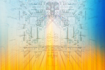 Microelectronics, white background chips concept