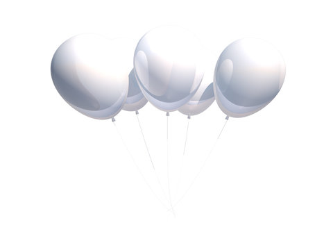 White Balloons Isolated On White Background.