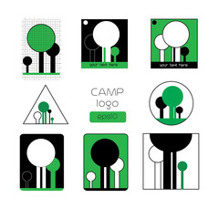 Set of summer camp badges and other outdoor logo