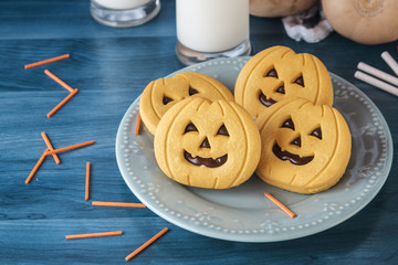 Halloween pumpkin cookies - obrazy, fototapety, plakaty