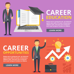 Naklejka premium Career education, career opportunities flat illustration concepts set