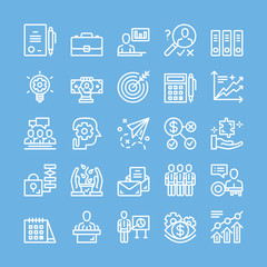 Thin line icons set for business, strategy, management, team work, marketing, finance, planning, etc