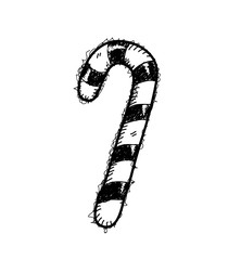 Christmas Candy Doodle, a hand drawn vector doodle illustration of a Christmas candy cane.