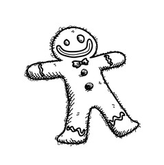 Gingerbread Doodle, a hand drawn vector doodle illustration of a gingerbread.