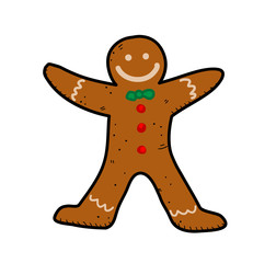 Gingerbread, a hand drawn vector illustration of a gingerbread.