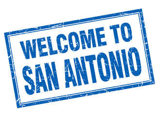 San Antonio blue square grunge welcome isolated stamp