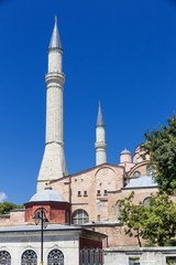 Fototapeta na wymiar Sights of Turkey. Hagia Sophia in Istanbul. Famous Turkish monument.