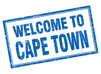 Cape Town blue square grunge welcome isolated stamp