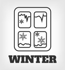 Winter window. Vector black icon logo illustration