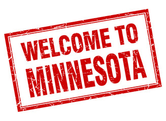 Minnesota red square grunge welcome isolated stamp