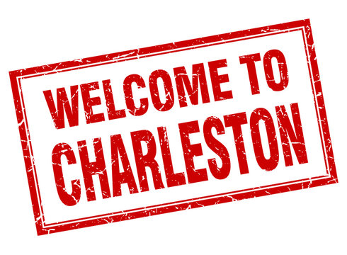 Charleston red square grunge welcome isolated stamp