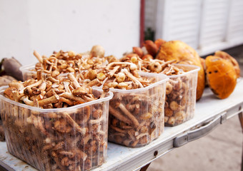 fresh mushrooms on a counter