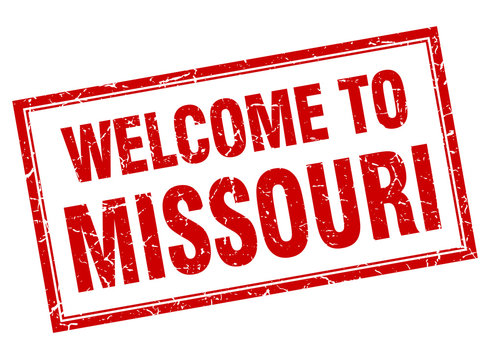 Missouri red square grunge welcome isolated stamp