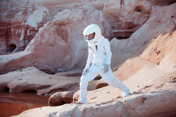 Astronaut looking for water in place like Mars