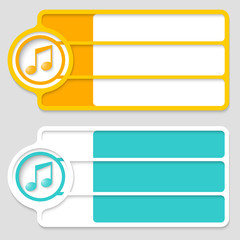 Fototapeta premium Colored boxes for your text and music symbol