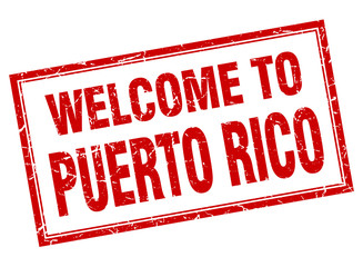 Puerto Rico red square grunge welcome isolated stamp