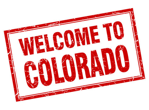 Colorado red square grunge welcome isolated stamp