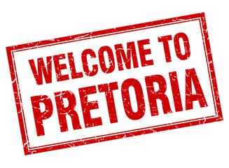 Pretoria red square grunge welcome isolated stamp