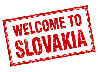 Slovakia red square grunge welcome isolated stamp