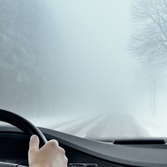 Winter Driving - Foggy Road