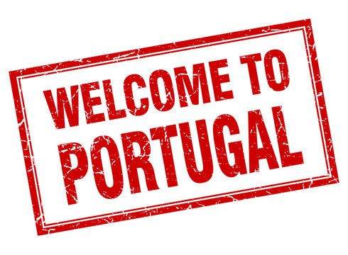 Portugal red square grunge welcome isolated stamp