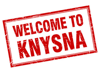 Knysna red square grunge welcome isolated stamp