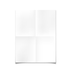Folded paper mockup card isolated on white background
