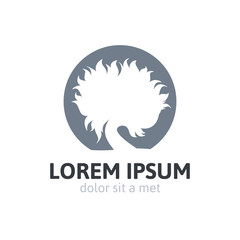 Eco green tree logo template, abstract icon