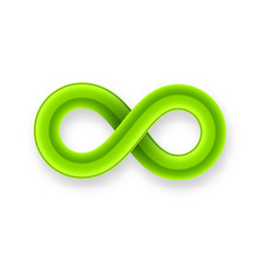 Green infinity symbol icon from glossy wire with shadow